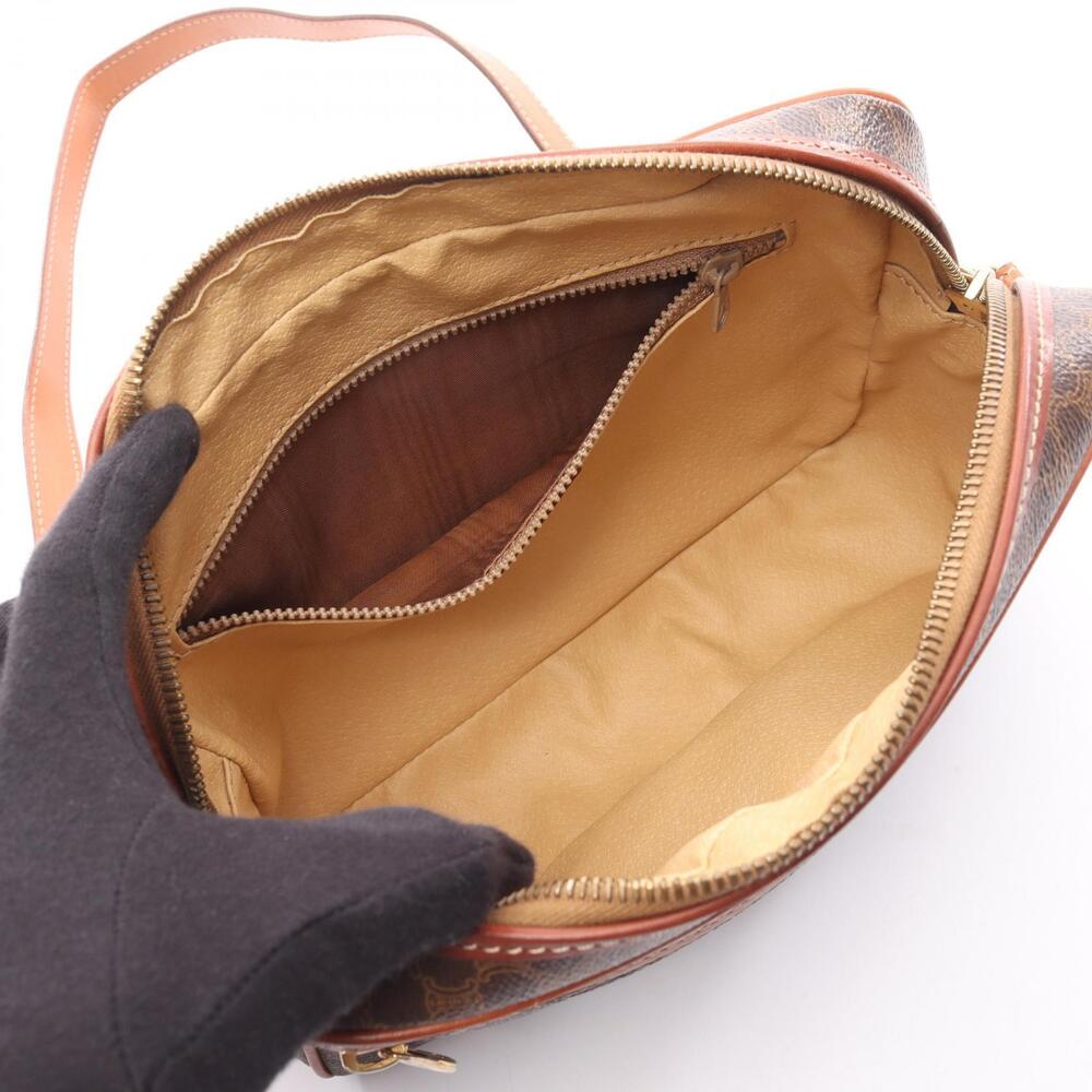 Celine Brown Leather Macadam Shoulder Canvas Bag - Picture 3 of 9
